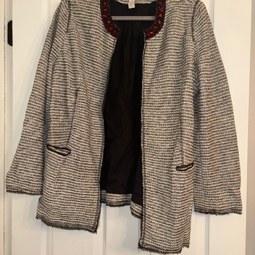 Chico's Black and White Textured Blazer